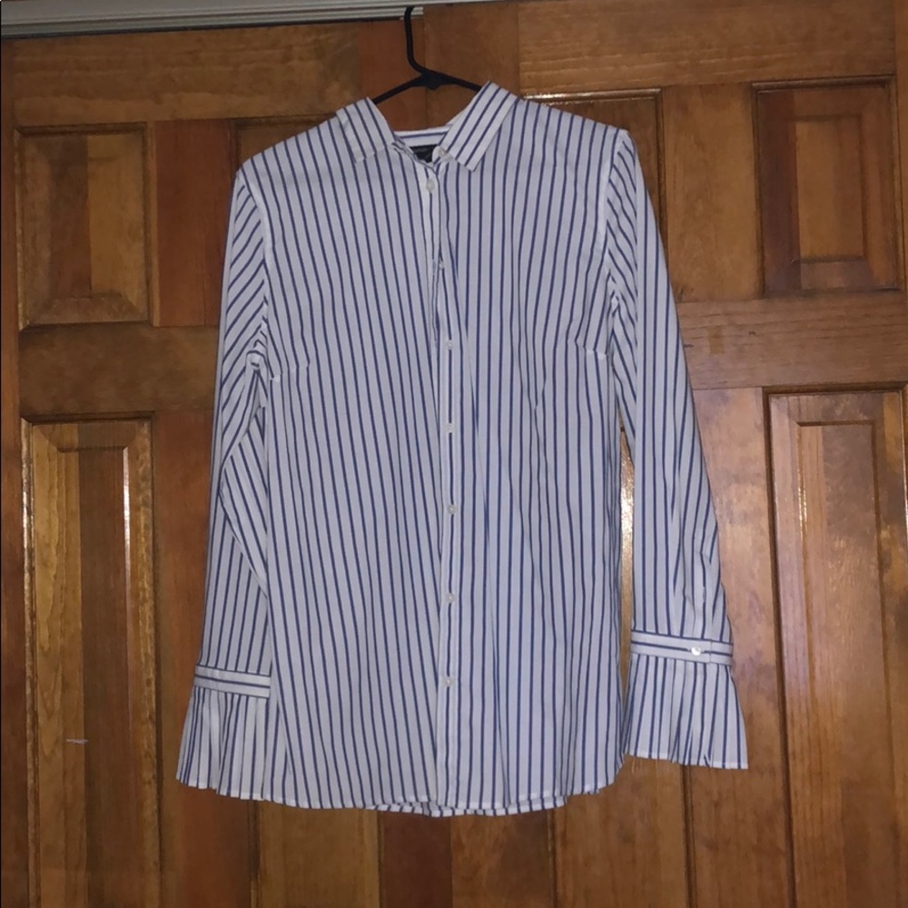 Blue & White Stripped Button Up- Classic Style